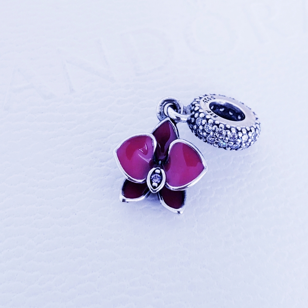 🌸Authentic Pandora ⭐️RETIRED⭐️ ORCHID DANGLE CHARM